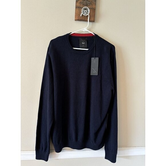 NWT Under Armour Mens Size XL Blue Cashmere Silk Blend Pullover Sweater